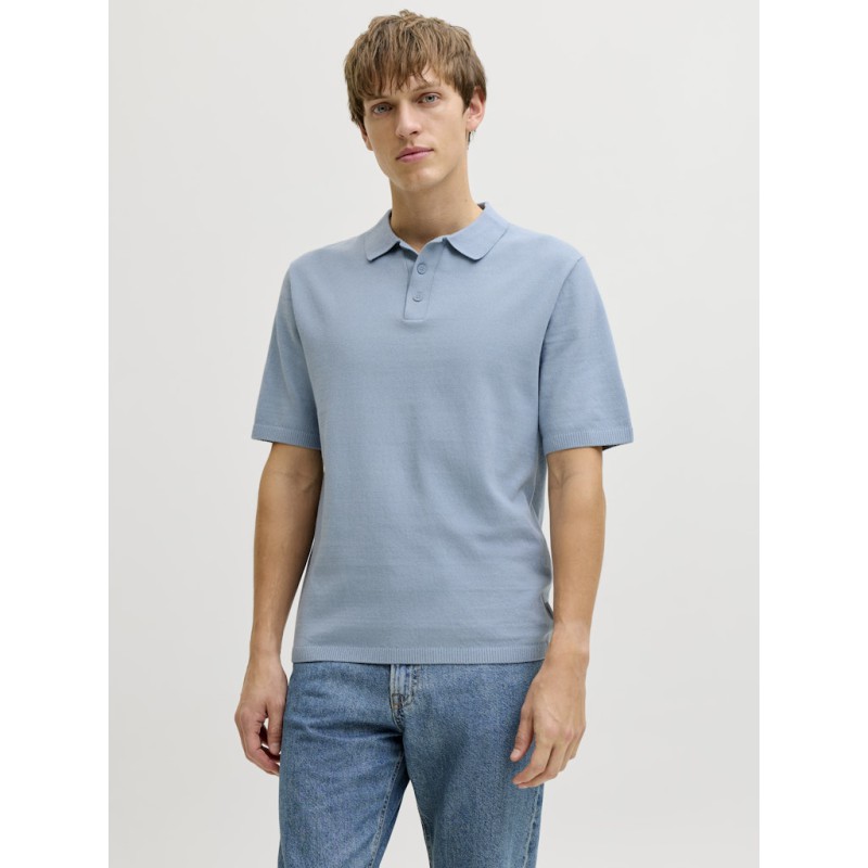 JJ REBEL Callum Strik Polo S/S - Faded Denim