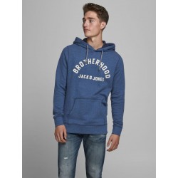 JACK & JONES STRUCTURE APPLICATION SWEAT HOOD L/S- NAVYY BLAZER