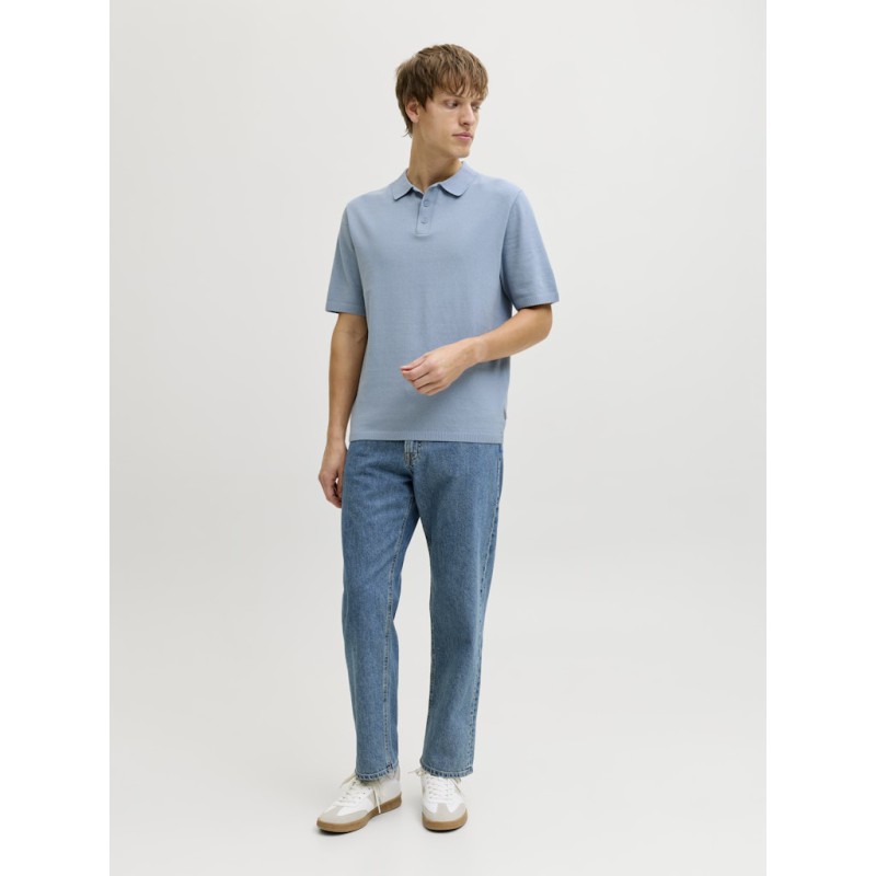 JJ REBEL Callum Strik Polo S/S - Faded Denim