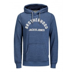 JACK & JONES STRUCTURE APPLICATION SWEAT HOOD L/S- NAVYY BLAZER