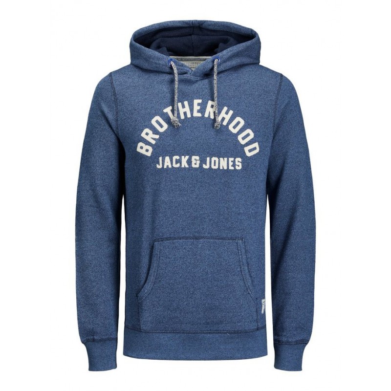 JACK & JONES STRUCTURE APPLICATION SWEAT HOOD L/S- NAVYY BLAZER