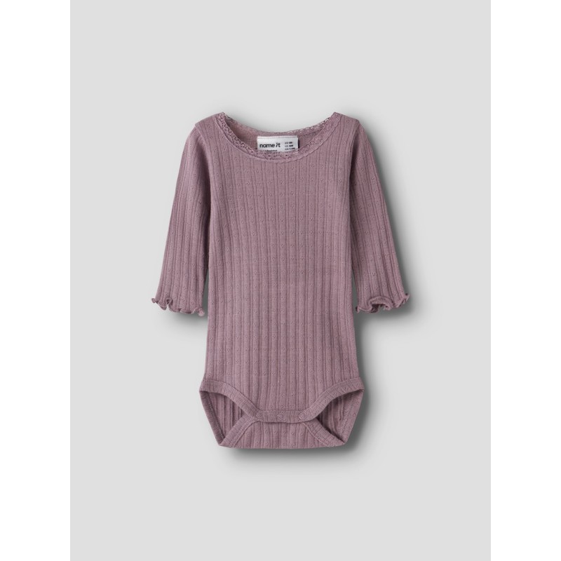 NAME IT BABY Wossa rib langærmet body - Toadstool