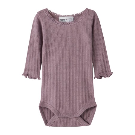 NAME IT BABY Wossa rib langærmet body - Toadstool