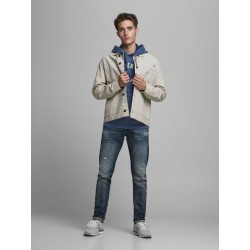 JACK & JONES STRUCTURE APPLICATION SWEAT HOOD L/S- NAVYY BLAZER