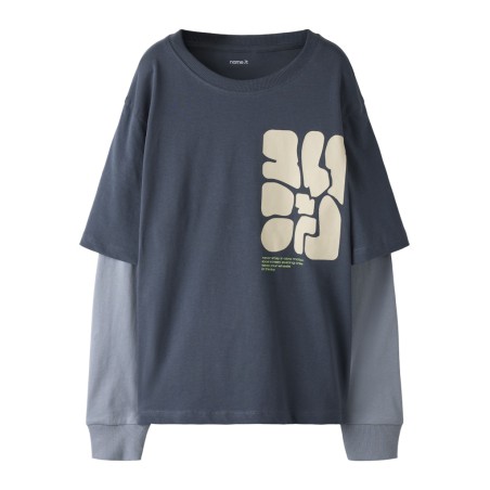 NAME IT Nasim langærmet bluse - Ombre Blue