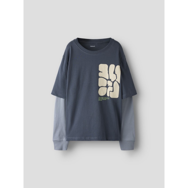 NAME IT Nasim langærmet bluse - Ombre Blue