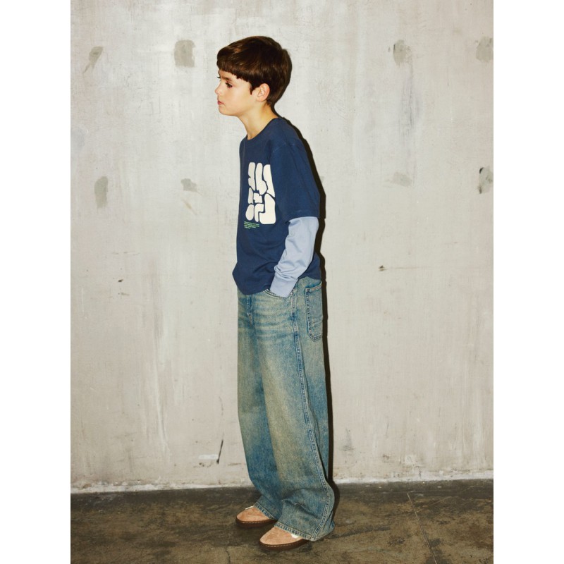 NAME IT Nasim langærmet bluse - Ombre Blue