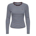ONLY Val langærmet stribet bluse - Coffee Bean / Cashmere Blue