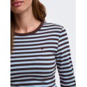 ONLY Val langærmet stribet bluse - Coffee Bean / Cashmere Blue
