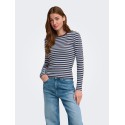 ONLY Val langærmet stribet bluse - Coffee Bean / Cashmere Blue