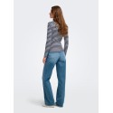 ONLY Val langærmet stribet bluse - Coffee Bean / Cashmere Blue