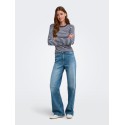 ONLY Val langærmet stribet bluse - Coffee Bean / Cashmere Blue