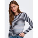 ONLY Val langærmet stribet bluse - Coffee Bean / Cashmere Blue