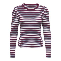 ONLY Val langærmet stribet bluse -  Fig / Dusty blue
