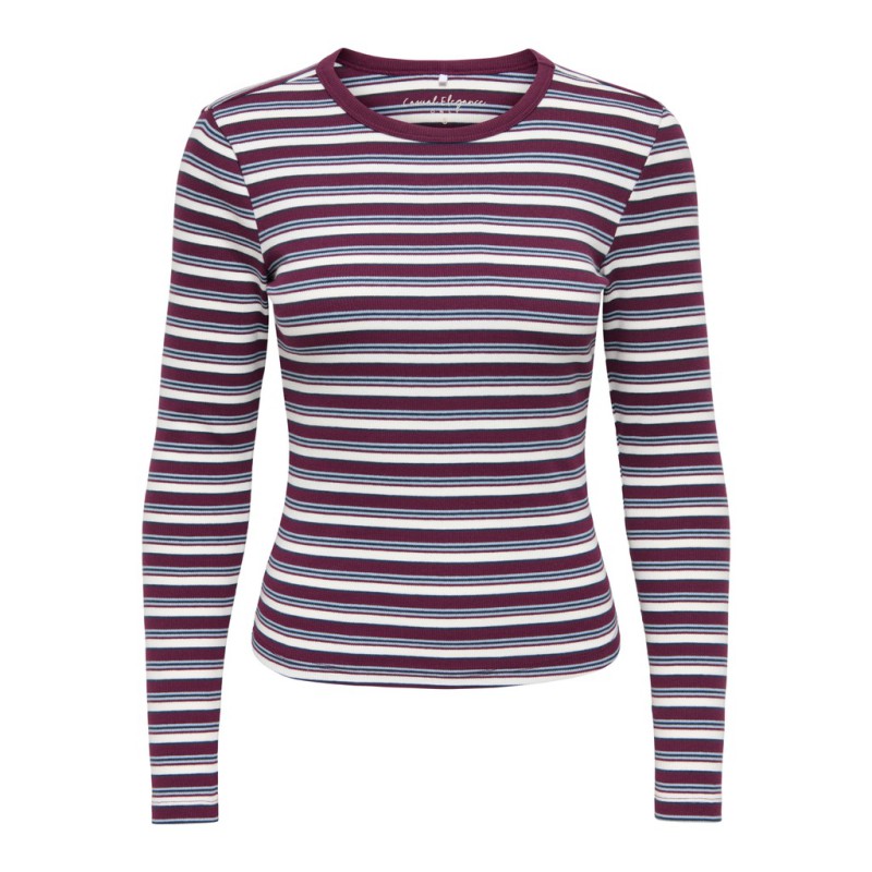 ONLY Val langærmet stribet bluse -  Fig / Dusty blue