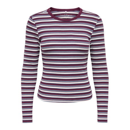 ONLY Val langærmet stribet bluse -  Fig / Dusty blue