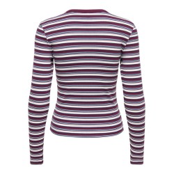 ONLY Val langærmet stribet bluse -  Fig / Dusty blue