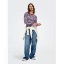 ONLY Val langærmet stribet bluse -  Fig / Dusty blue