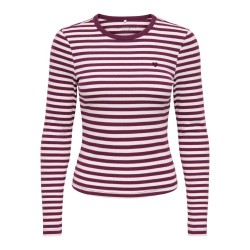ONLY Val langærmet stribet bluse - Fig / Pale lilac