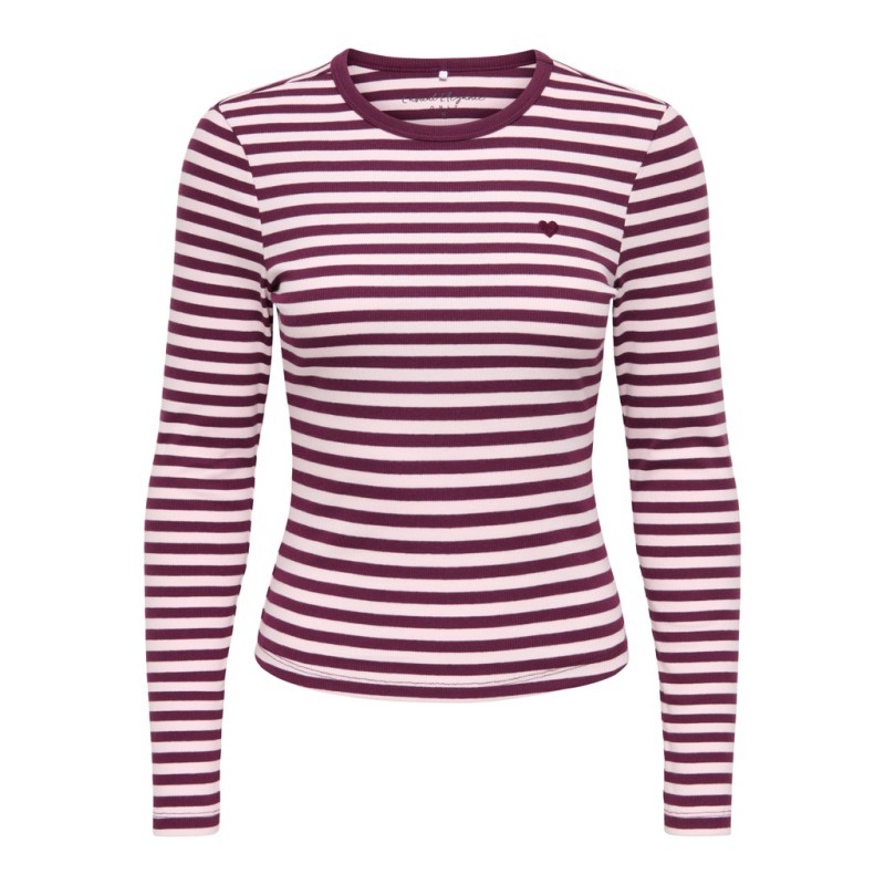 ONLY Val langærmet stribet bluse - Fig / Pale lilac