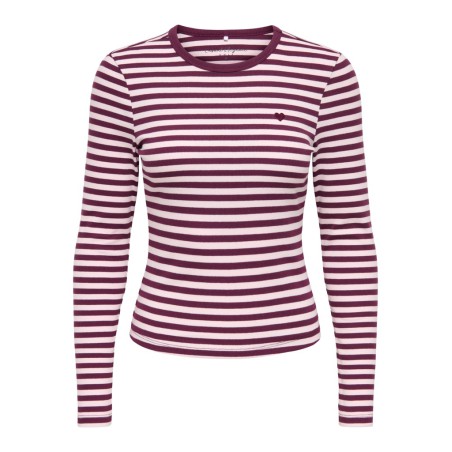 ONLY Val langærmet stribet bluse - Fig / Pale lilac