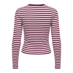 ONLY Val langærmet stribet bluse - Fig / Pale lilac