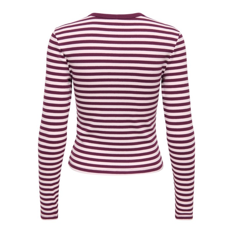 ONLY Val langærmet stribet bluse - Fig / Pale lilac