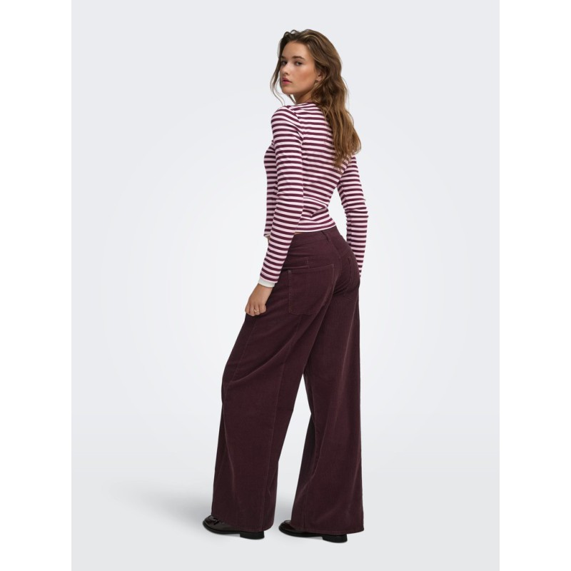 ONLY Val langærmet stribet bluse - Fig / Pale lilac