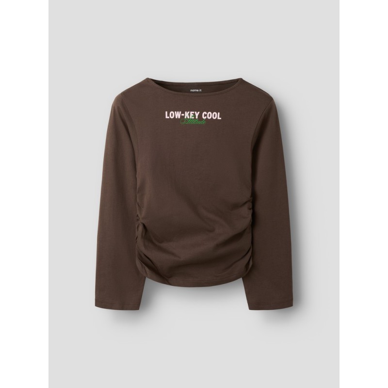 NAME IT KIDS Nabella langærmet bluse - Chocolate Brown