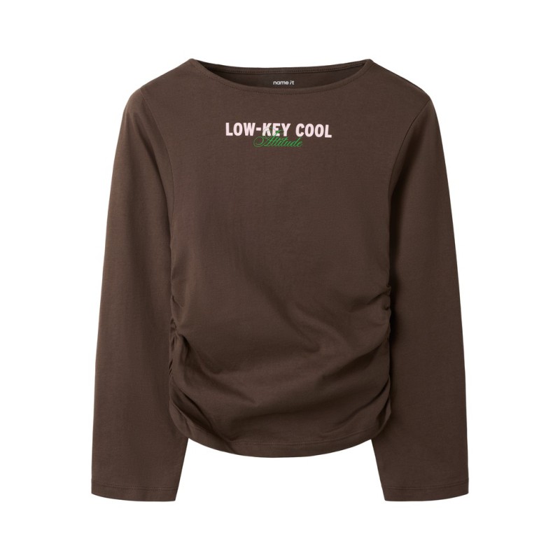 NAME IT KIDS Nabella langærmet bluse - Chocolate Brown