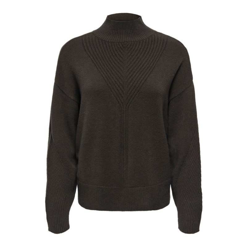 ONLY CARMAKOMA Princess langærmet highneck strik - Chocolate Torte / MELANGE