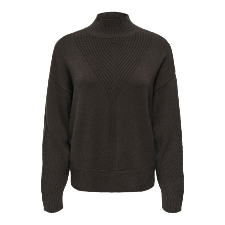 ONLY CARMAKOMA Princess langærmet highneck strik - Chocolate Torte / MELANGE