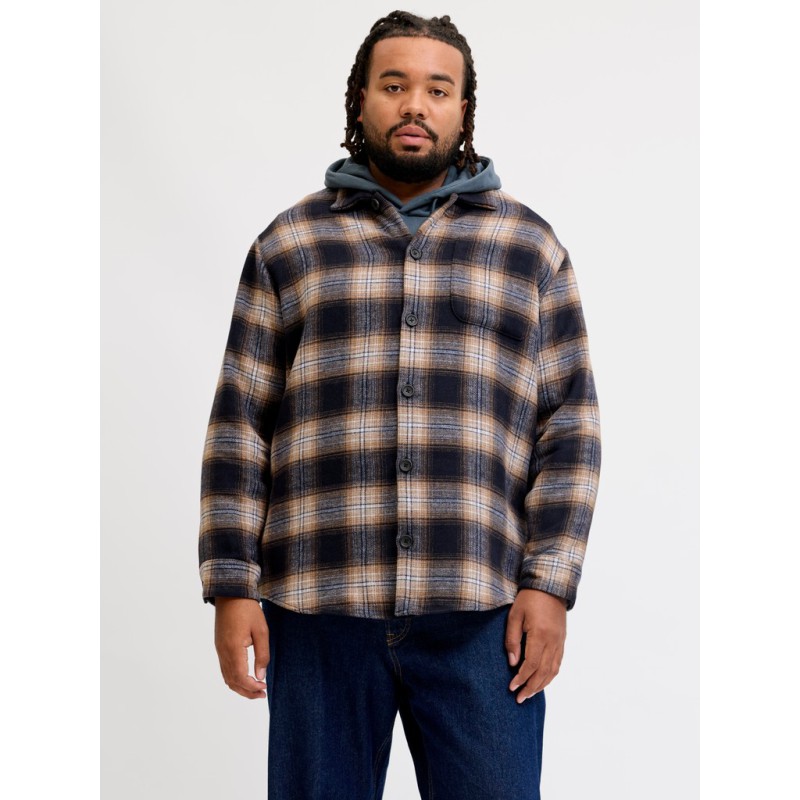 JACK & JONES PLUS Soho ollie langærmet overshirt - Navy Blazer / CHECK