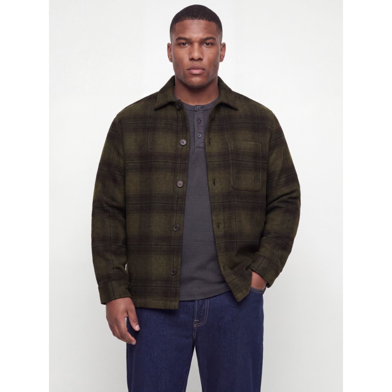 JACK & JONES PLUS Soho ollie langærmet overshirt - Olive Night / CHECK