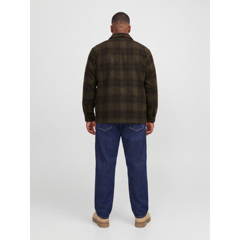 JACK & JONES PLUS Soho ollie langærmet overshirt - Olive Night / CHECK