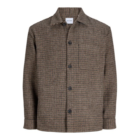 JACK & JONES Soho ollie langærmet overshirt - Cocoa Pattern / HOUNDSTOOTH