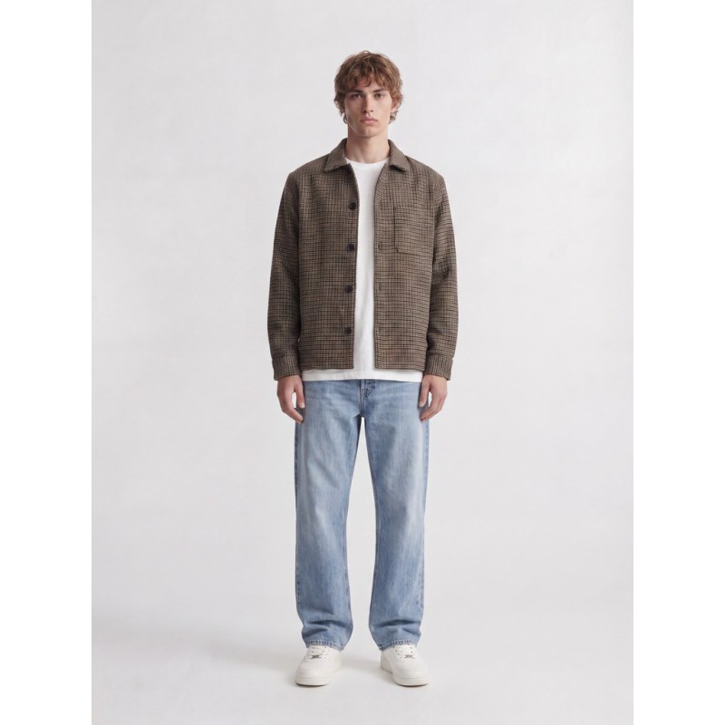 JACK & JONES Soho ollie langærmet overshirt - Cocoa Pattern / HOUNDSTOOTH