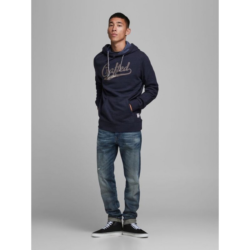 JACK & JONES STRUCTURE APPLICATION SWEAT HOOD L/S- BLACK