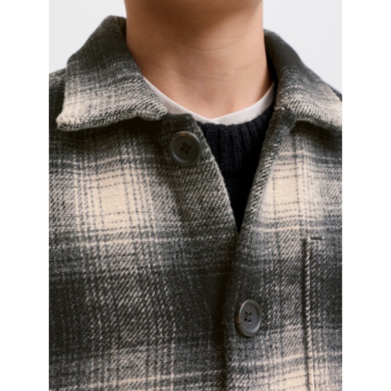 JACK & JONES JUNIOR Soho ollie langærmet overshirt - Asphalt / CHECKS