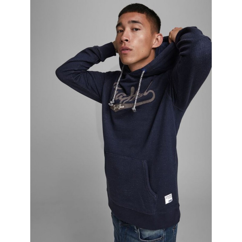 JACK & JONES STRUCTURE APPLICATION SWEAT HOOD L/S- BLACK