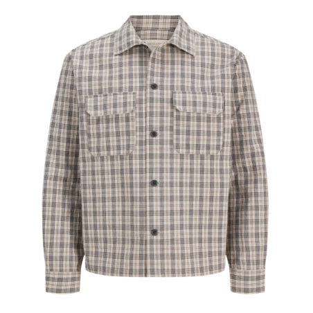 JACK & JONES Norrebro check langærmet overshirt - Feather Gray / CHECKS