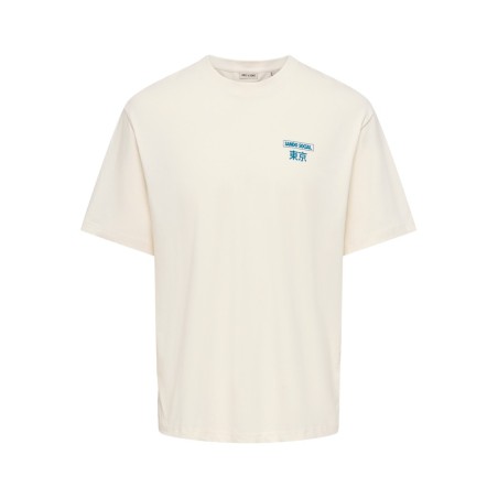 ONLY & SONS Mass chill life relaxed T-shirt - Egret Print / SANDO SOCIAL