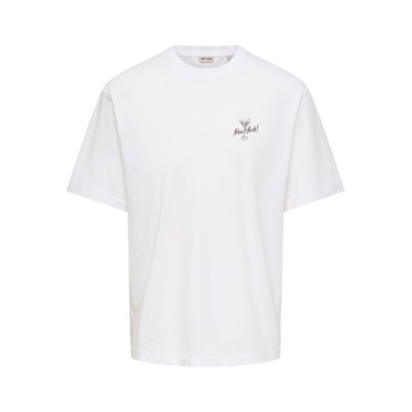ONLY & SONS Mass chill life relaxed T-shirt - Bright White Print / NEW YORK