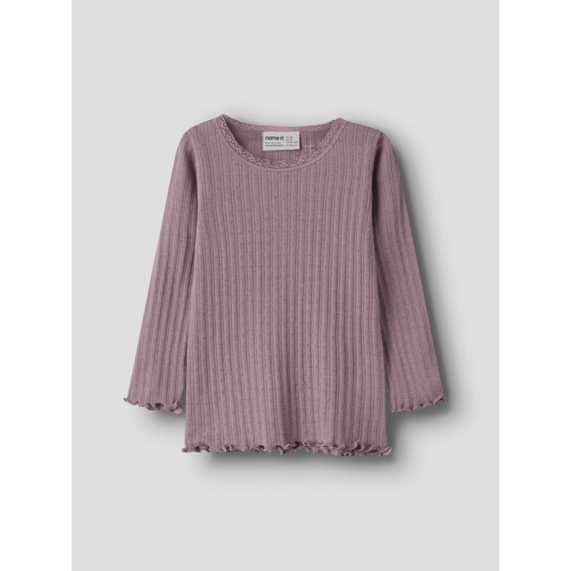 NAME IT MINI Wossa rib langærmet bluse - Toadstool