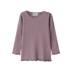 NAME IT MINI Wossa rib langærmet bluse - Toadstool