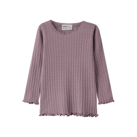 NAME IT MINI Wossa rib langærmet bluse - Toadstool