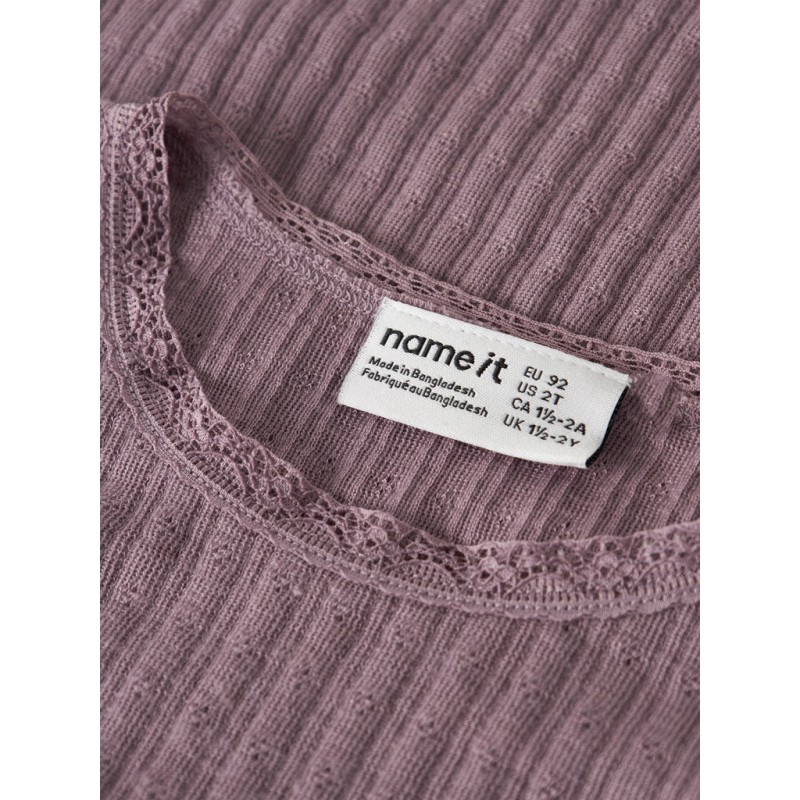NAME IT MINI Wossa rib langærmet bluse - Toadstool