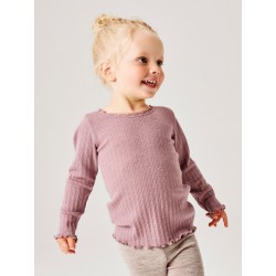 NAME IT MINI Wossa rib langærmet bluse - Toadstool