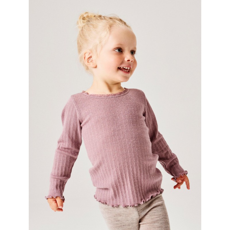 NAME IT MINI Wossa rib langærmet bluse - Toadstool