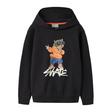 NAME IT KIDS Navi langærmet sweat hoodie - Black